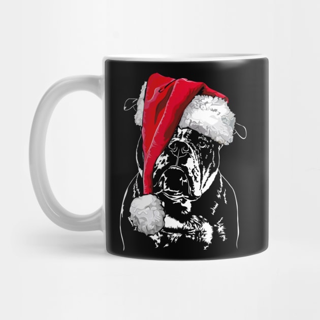 Funny Santa Old English Bulldog Merry Christmas dog by wilsigns